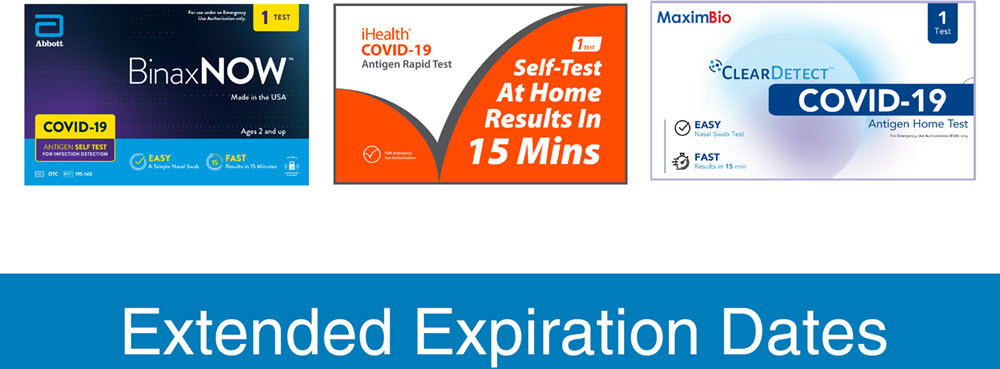 BinaxNow, iHealth, Clear Detect COVID-19 tests extended expiration