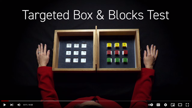 Screenshot of video Targeted Box and Blocks Test