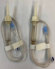 IV tubing sets with brown discoloration