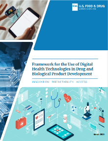 Cover page of framework with title: “Framework for the Use of Digital  Health Technologies