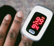 A pulse oximeter on a finger