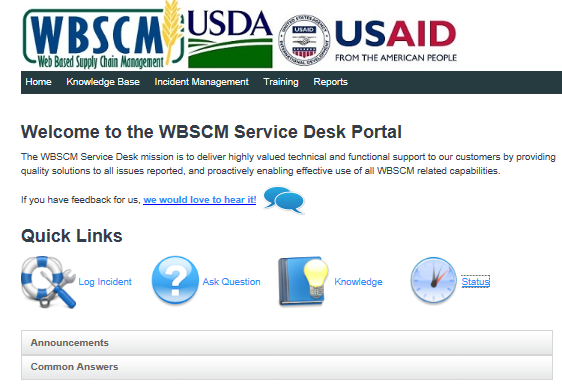 WBSCM Service Desk Portal