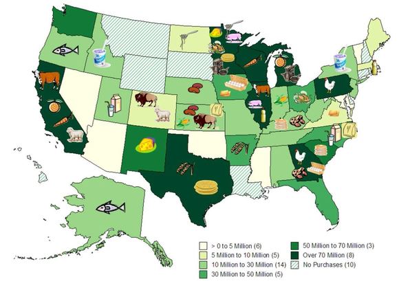 USDA Foods State of Origin Map for 2015