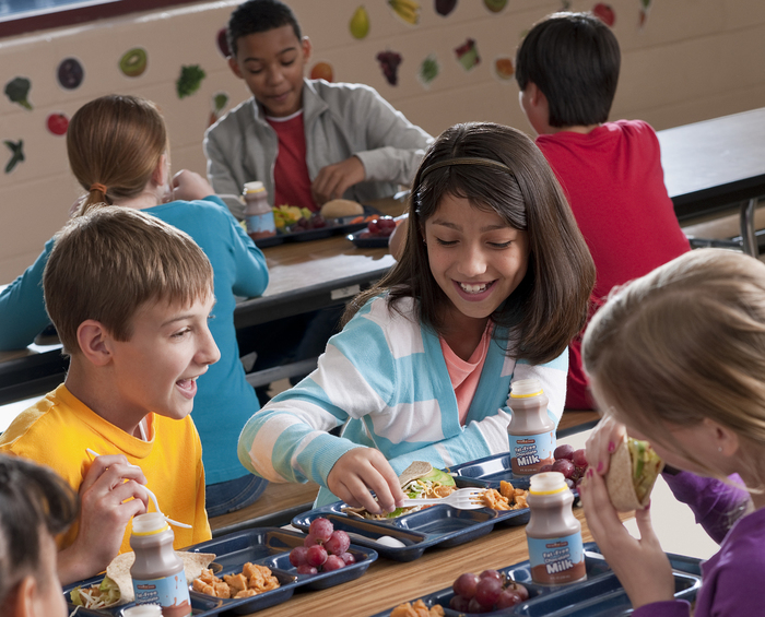 Kids Eating School Lunch at the Cafeteria