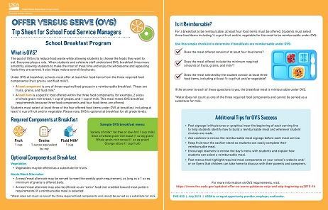 Offer versus serve breakfast tip sheet