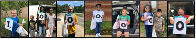 A collage of diverse children holding school meals