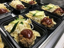 Homemade spaghetti with meatball for school lunch