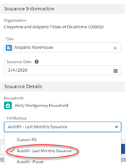 Auto-fill Last Monthly Issuance Option