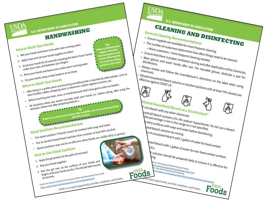Handouts on Handwashing, Cleaning and Disinfecting