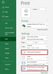 Recommended Excel Print Settings