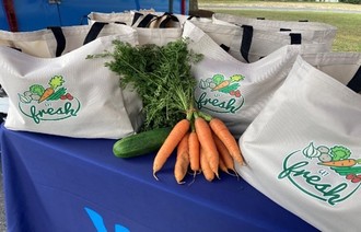 fresh local produce in cloth bags