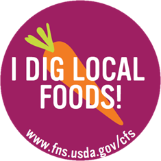 Farm to school sticker "I dig local foods"