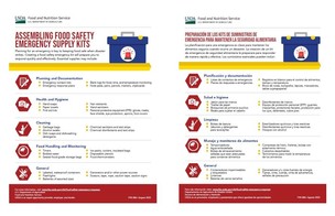 Food safety emergency supply kits in English and Spanish