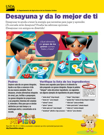 Spanish version of Be Your Best at Breakfast handout for parents