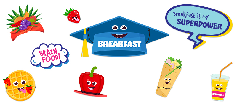 a sample of colorful school breakfast photo props