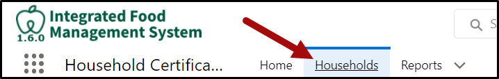 Fig 3 - The Households tab on the navigation bar