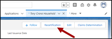 Fig 5 - The Recertification button