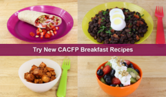 Photo collage of four healthy breakfast meals for young children 