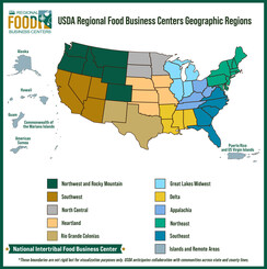 Map of locations of new regional food business centers