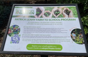 Farm to school sign in the USDA People's Garden 