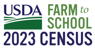 Blue and green USDA Farm to School Census theme art