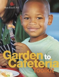 Cover page of the toolkit with a young boy holding a fork with a carrot on it. 