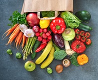 Grocery Bag with Fresh Fruits & Vegetables