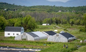 Aerial photo of a rural farm. 