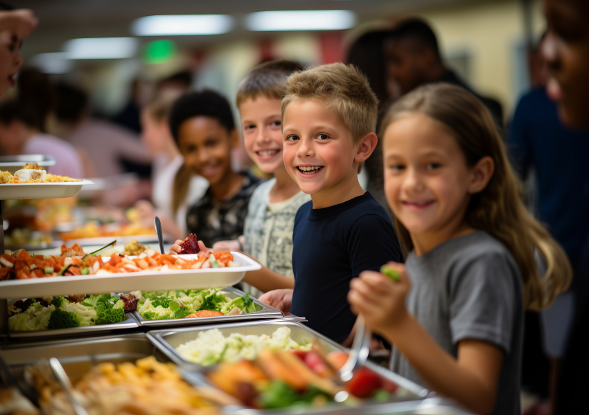 school lunch line