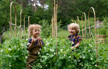 Two preschoolers in the garden