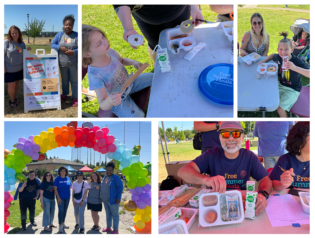 Colleage of photos from summer meals served at a park.