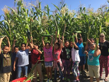 Kids holding corn