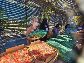 Women with packaged produce