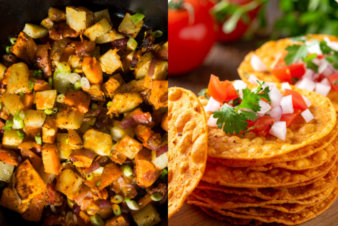 Image of a breakfast hash and tortillas