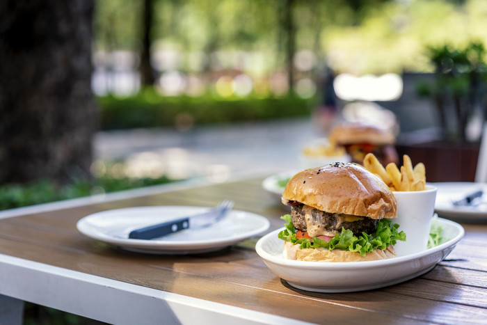 Hamburger on a plate