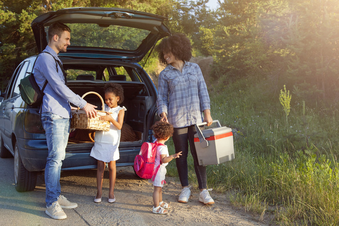 Family on road trip