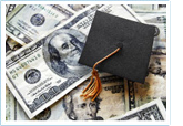 Money under a graduation cap