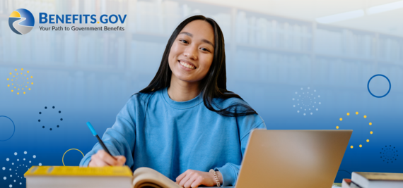 Woman smiling around books