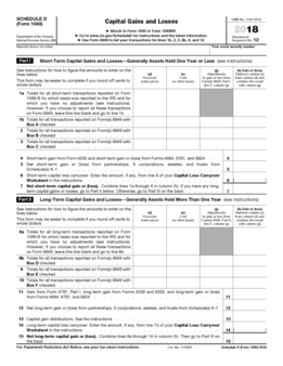 2019 IRS Forms Alert - Capital Gains and Losses, IRS Form 1040