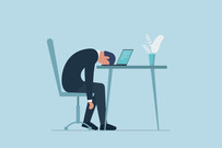 illustration of a person who is bored putting their head down on the desk