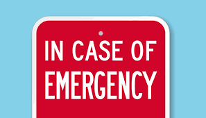 in case of emergency in text on a red sign