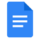 Blue paper with white lines representing logo for Google Docs application.