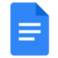Blue paper with white lines representing logo for Google Docs application.