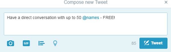 Twitter screenshot - you can now mention 50 ppl in a tweet vs. 10 before