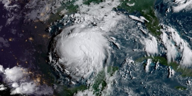 Geocolor image of Tropical Storm Harvey in the Gulf of Mexico captured on Aug. 24, 2017.
