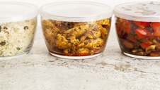 Leftover food in glass containers