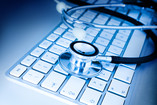 Image of a stethoscope on a keyboard