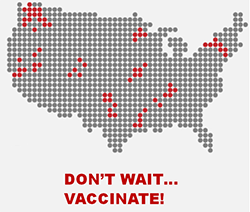 image of the U.S. with the words Don't Wait...Vaccinate!