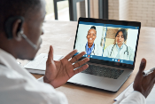 doctors interacting remotely online