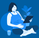 telehealth illustration pregnant woman looking at ipad